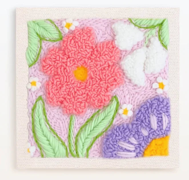 Fresh Flower Punch Needle Embroidery Package DIY Punch Needle Kits Handmade Poke Sewing Cross Stitch Embroidery Frame Home Decor