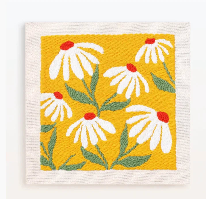 Fresh Flower Punch Needle Embroidery Package DIY Punch Needle Kits Handmade Poke Sewing Cross Stitch Embroidery Frame Home Decor